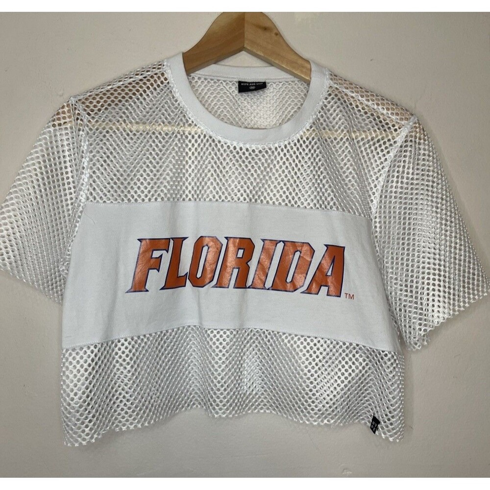 UF Florida Gators Mesh Crop Top Womens Medium White Hype And Vice